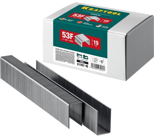 KRAFTOOL скобы тип 53F (D/056), 19 мм, калибр 23GA. 5000 шт (31787-19)
