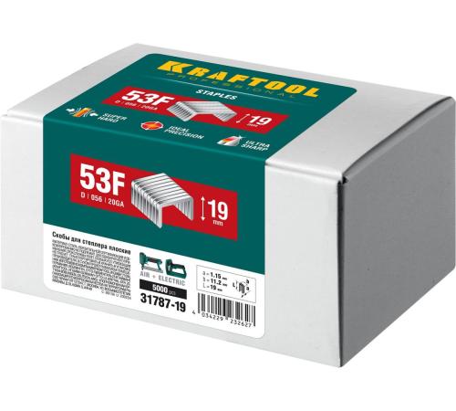 KRAFTOOL скобы тип 53F (D/056), 19 мм, калибр 23GA. 5000 шт (31787-19)