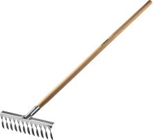 GRINDA PS-12 WOOD, 370 х 105 х 1300 мм, 12 витых зубцов, нержавеющая сталь, деревянный черенок, садовые грабли, PROLine (39481-12)