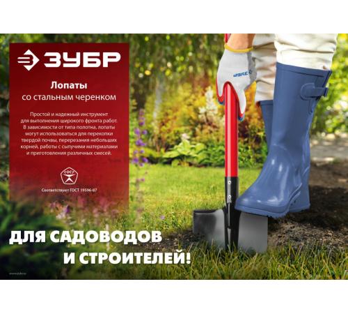 ЗУБР МАСТЕР, 280 х 190 х 1200 мм, полотно 1.5 мм, закалено, стальной изогнутый черенок с рукояткой, штыковая лопата (39523)