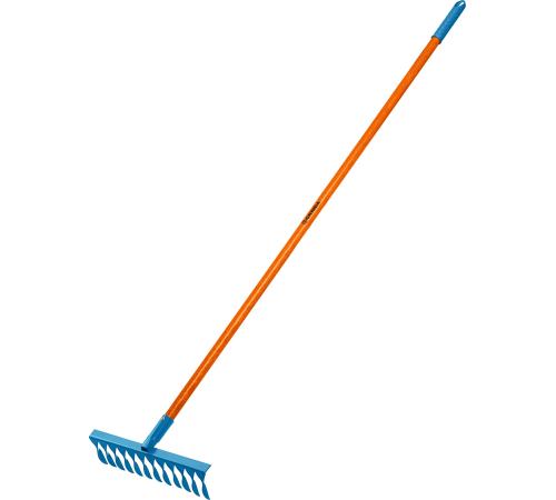 GRINDA PR-12T FIBER, 380 х 100 х 1530 мм, 12 витых зубцов, углеродистая сталь, фибергласовый черенок, садовые грабли, PROLine (39654)