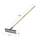 GRINDA GS-14 WOOD, 445 х 95 х 1300 мм, 14 витых зубцов, углеродистая сталь, антикор. покрытие, черенок дерев. высш. сорт, садовые грабли(39581-14)