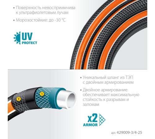 GRINDA ULTRA 6, 3/4″, 25 м, 25 атм, шестислойный, двойное армирование, поливочный шланг, PROLine (429009-3/4-25)