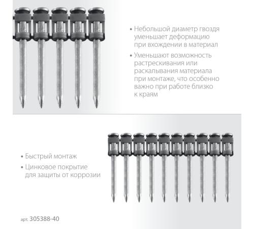 ЗУБР CN 40 х 2.7 мм, гвозди по бетону оцинкованные, 1000 шт (305388-40)