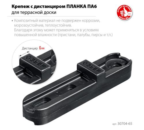ЗУБР Планка ПА6 65 мм, крепеж для фасадной и террасной доски, композитный материал, 80 шт, Профессионал (30704-65)