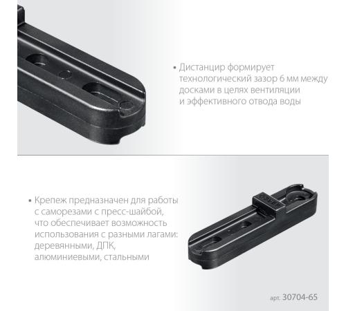 ЗУБР Планка ПА6 65 мм, крепеж для фасадной и террасной доски, композитный материал, 80 шт, Профессионал (30704-65)