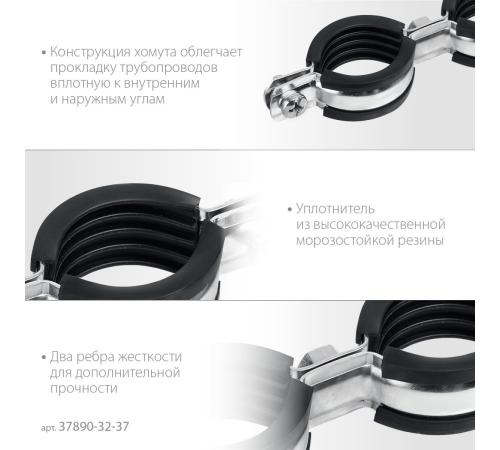 ЗУБР 1″, цинк, 8 шт, двойной трубный хомут (37890-32-37)