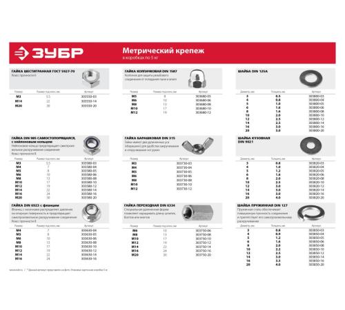 ЗУБР DIN 6334, M20, цинк, 5 кг, переходная гайка (303750-20)
