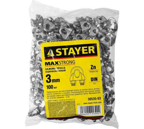STAYER DIN 741, 3 мм, 100 шт, зажим троса (30535-03)