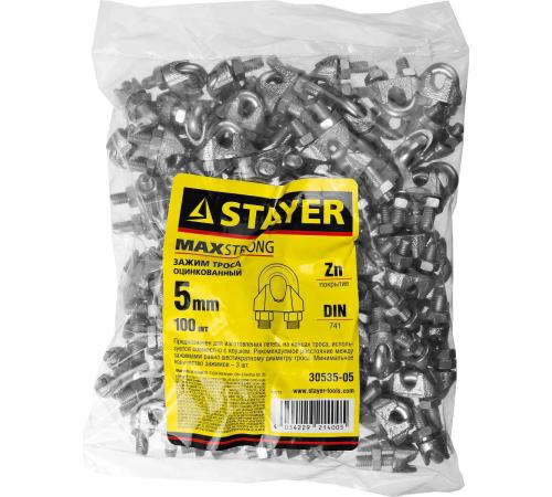 STAYER DIN 741, 5 мм, 100 шт, зажим троса (30535-05)