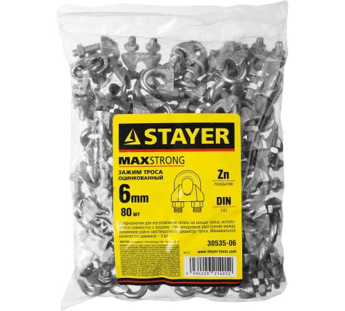 STAYER DIN 741, 6 мм, 80 шт, зажим троса (30535-06)