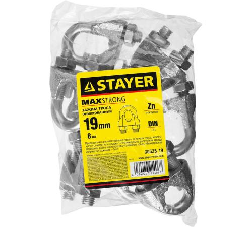 STAYER DIN 741, 19 мм, 8 шт, зажим троса (30535-19)