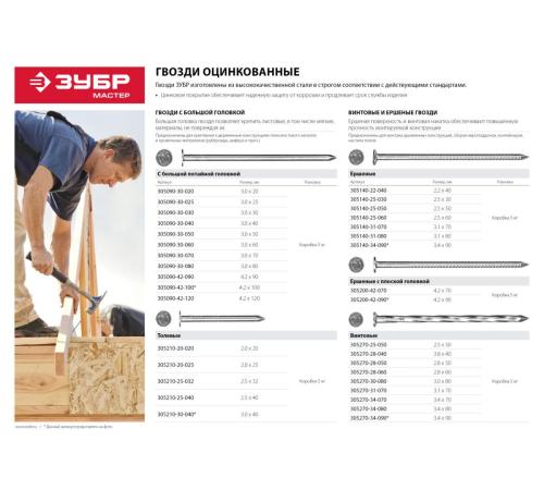 ЗУБР ГОСТ 4029-63, 20 x 2 мм, цинк, 5 кг, толевые гвозди (305210-20-020)