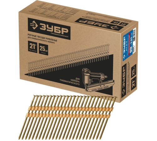 ЗУБР SN21 90 х 3.05 мм, реечные гвозди рифленые оцинкованные, 2000 шт (305393-90)