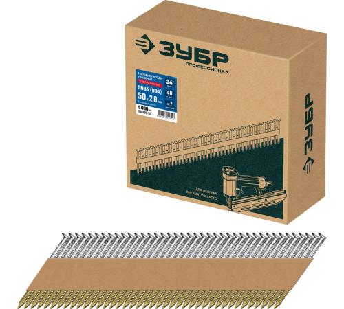 ЗУБР SN34 (D34) 50 х 2.8 мм, реечные гвозди рифленые оцинкованные, 5000 шт (305399-50)