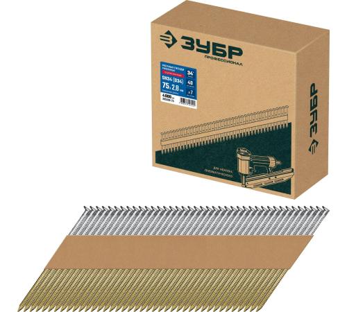 ЗУБР SN34 (D34) 75 х 2.8 мм, реечные гвозди рифленые оцинкованные, 4000 шт (305399-75)