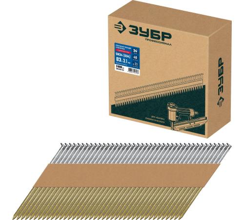 ЗУБР SN34 (D34) 83 х 3.1 мм, реечные гвозди рифленые оцинкованные, 3000 шт (305399-83)