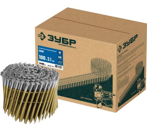 ЗУБР CNW 100 х 3.1 мм, барабанные гвозди рифленые, 2400 шт (305382-100)