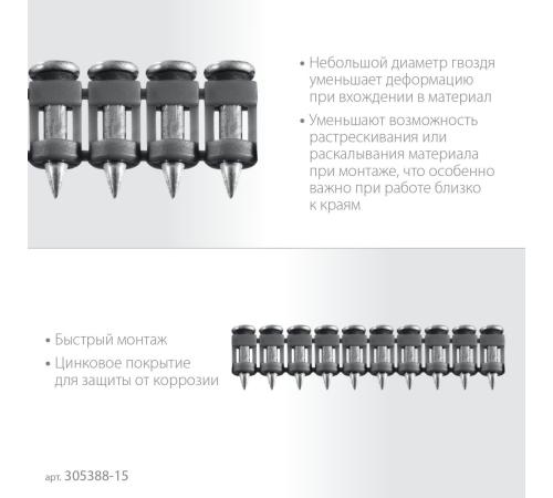 ЗУБР CN 15 х 2.7 мм, гвозди по бетону оцинкованные, 1000 шт (305388-15)