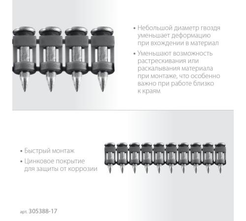 ЗУБР CN 17 х 2.7 мм, гвозди по бетону оцинкованные, 1000 шт (305388-17)