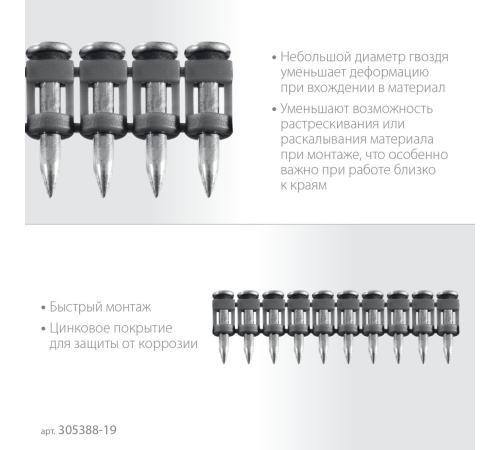 ЗУБР CN 19 х 2.7 мм, гвозди по бетону оцинкованные, 1000 шт (305388-19)