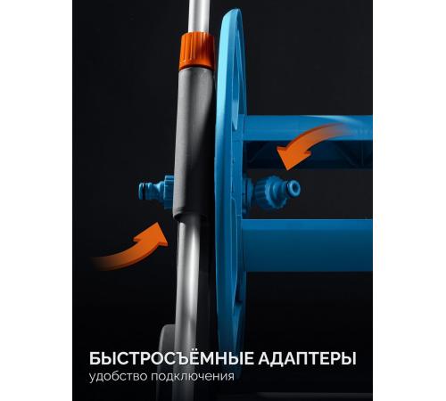 GRINDA HC-45, для шлангов 45м x 1/2″ и 20м х 3/4″, усиленные колёса, телескопическая ручка, катушка для шлангов ProLine (8-428425)