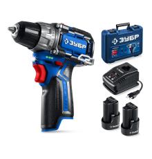 ЗУБР КОМПАКТ #3, 12 В, 45 Н·м, 2 АКБ тип Т7 (2 А·ч), дрель-шуруповерт, BRUSHLESS, кейс, Профессионал (DB-121-22)
