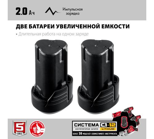 ЗУБР С1-12, 12 В, 80 мм, 2 АКБ (2 А·ч), сабельная пила (СПЛ-125-22)
