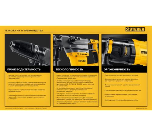 STEHER 24 мм, 750 Вт, перфоратор SDS Plus (HD-24-750)