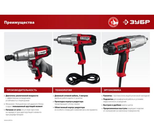 ЗУБР 300 Н·м, 350 Вт, кейс, ударный гайковерт (ГС-300 К)