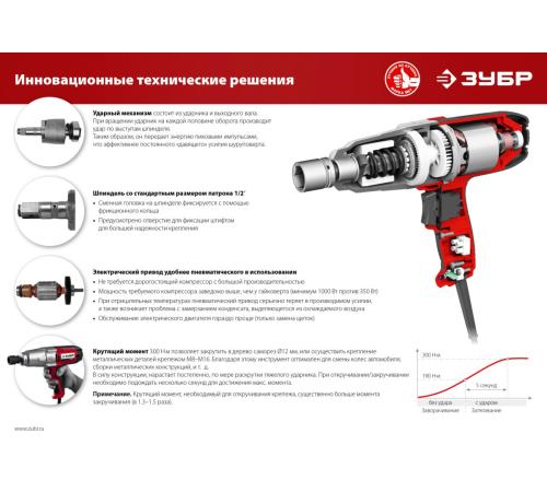 ЗУБР 300 Н·м, 350 Вт, кейс, ударный гайковерт (ГС-300 К)