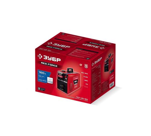 ЗУБР RED FORCE, MIG / MAG, FCAW, MMA, TIG, 160 А, полуавтомат сварочный, с газом / без газа, горелка ПСГ-180 (ПСГ-М5-160)