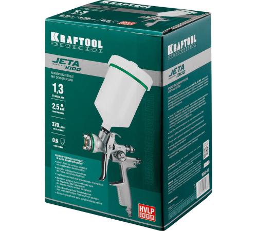 KRAFTOOL JETA 1000, HVLP, 1.3 мм, пневматический краскопульт с верхним бачком (06559-1.3)