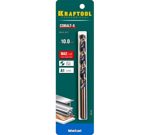 KRAFTOOL COBALT-8, 10.0 х 133 мм, сталь М42, HSS-Co(8%), сверло по металлу (29656-10)