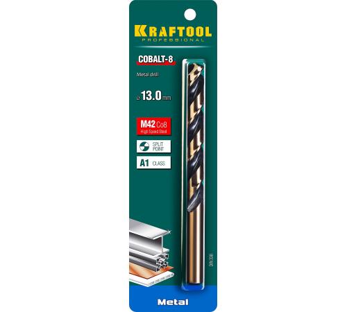 KRAFTOOL COBALT-8, 13.0 х 151 мм, сталь М42, HSS-Co(8%), сверло по металлу (29656-13)