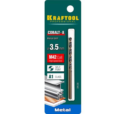 KRAFTOOL COBALT-8, 3.5 х 70 мм, сталь М42, HSS-Co(8%), сверло по металлу (29656-3.5)