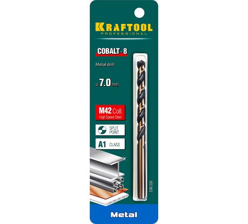 KRAFTOOL COBALT-8, 7.0 х 109 мм, сталь М42, HSS-Co(8%), сверло по металлу (29656-7)