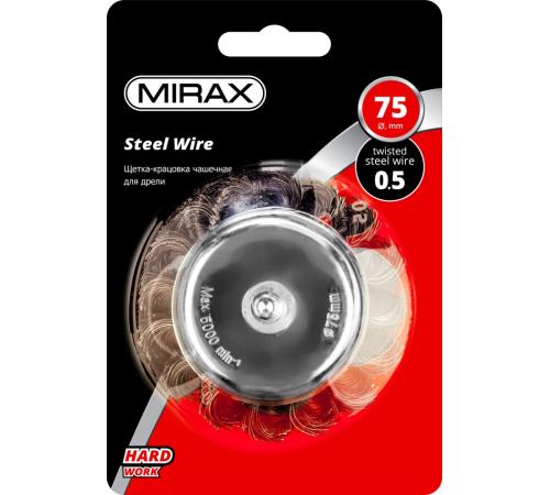 MIRAX 75 мм, жгутированная стальная проволока 0.5 мм, щетка чашечная для дрели (35148-075)