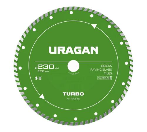 URAGAN TURBO 230 мм, диск алмазный отрезной сегментированный (36706-230)