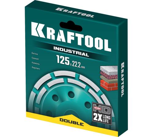 KRAFTOOL Double, d 125 мм, двухрядная алмазная шлифовальная чашка, INDUSTRIAL (33369-125)