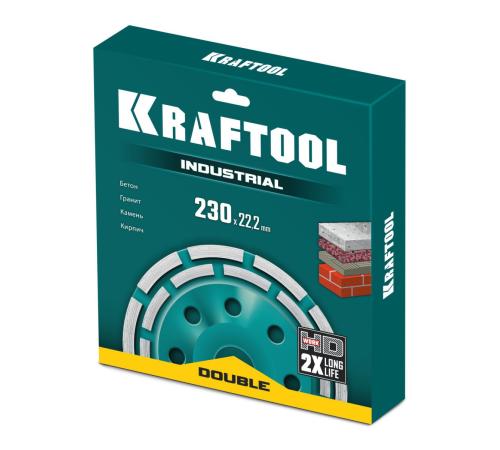 KRAFTOOL Double d 230 мм, двухрядная алмазная чашка, INDUSTRIAL (33369-230)