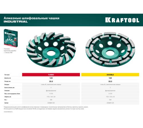 KRAFTOOL Turbo ᴓ125 мм алмазная чашка, INDUSTRIAL (33368-125)