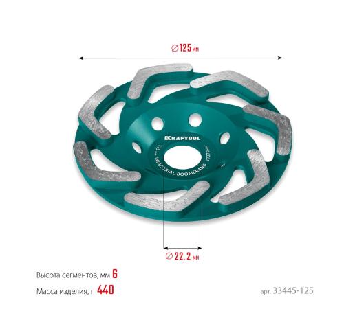 KRAFTOOL Boomerang d 125 мм, сегментная алмазная чашка, INDUSTRIAL (33445-125)