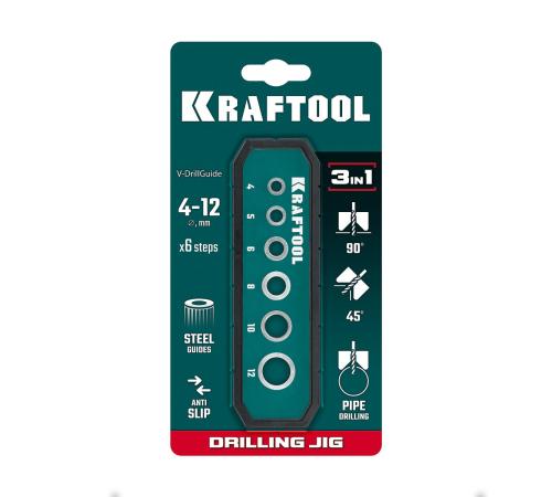 KRAFTOOL Woodsniper 121, 6 отверстий 4 - 12 мм, кондуктор для сверления под углом 45° и 90° (30073)