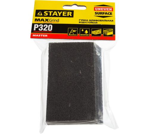 STAYER P320, 100 x 68 x 42 x 26 мм, водостойкая, четырехсторонняя угловая шлифовальная губка (3561-320)
