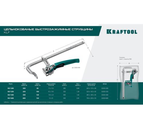 KRAFTOOL KLF-200, 200/80 мм, струбцина быстрозажимная (32020-200)