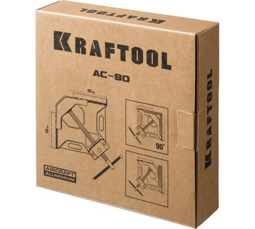KRAFTOOL AC-80, глубина зажима 70 мм, мощная алюминиевая угловая струбцина (32202)