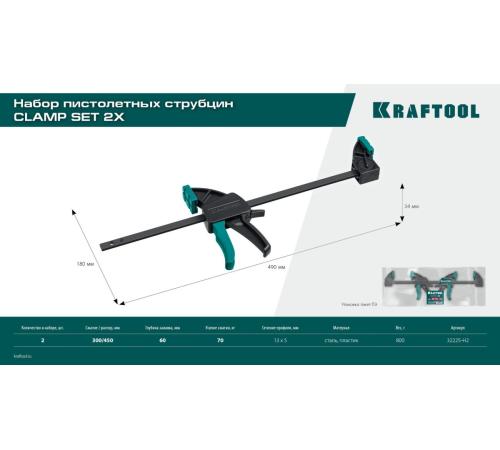 KRAFTOOL 2Х, 300/450 мм, 2 шт, набор пистолетных струбцин (32225-H2)