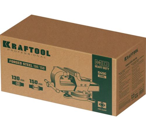 KRAFTOOL FORGE--130/150, с регулировкой компенсации люфта, кованые стальные тиски (32700-150)