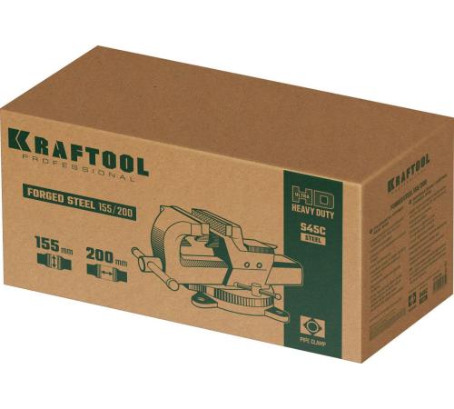 KRAFTOOL FORGE--155/200, с регулировкой компенсации люфта, кованые стальные тиски (32700-200)